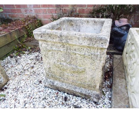 Garden stoneware - a cuboid planter by Stancombe Stone, approx 42 cm x 38 cm x 38 cm