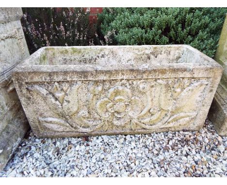 Garden stoneware - a rectangular planter, approx 26 cm (h) x 59 cm x 25 cm