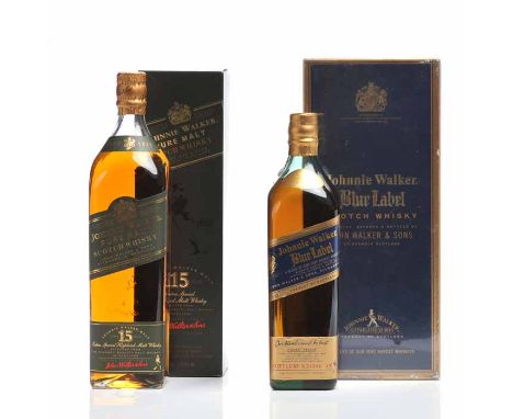 JOHNNIE WALKER BLUE LABEL
Blended Scotch Whisky. Bottle No. X34391 JW. 70cl, 40% volume, in carton with plastic sleeve. 
JOHN