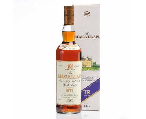 MACALLAN 1977 18 YEARS OLD
Highland Single Malt Scotch Whisky. Distilled and bottled by The Macallan Distillers Ltd., Craigel