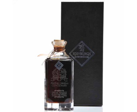 ABERLOUR-GLENLIVET CENTENARY 21 YEARS OLD CRYSTAL DECANTER
Single Malt Scotch Whisky. Matured in cask No. 1599. Full bottle s