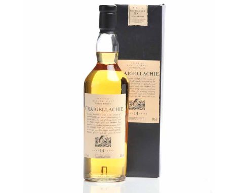 CRAIGELLACHIE FLORA & FAUNA AGED 14 YEARS
Speyside Single Malt Scotch Whisky. 70cl, 43% volume, in carton. 
