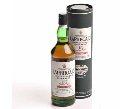 LAPHROAIG 10 YEARS OLD ORIGINAL CASK STRENGTH
Islay Single Malt Scotch Whisky. Distilled and bottled in Scotland by D. Johnst