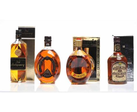 DIMPLE PINCH 15 YEARS OLD Blended Scotch Whisky. 1L, 43% volume. CHIVAS REGAL 12 YEARS OLD Blended Scotch Whisky. 75cl, 40% v