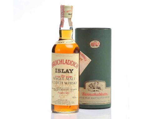BRUICHLADDICH AGED 21 YEARS
Islay Single Malt Scotch Whisky. Distyilled and bottled by Bruichladdich Distillery Co. Limited, 