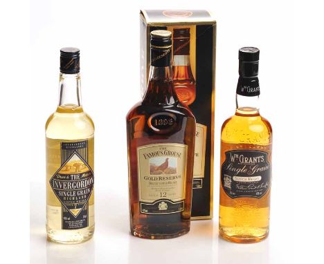 FAMOUS GROUSE GOLD RESERVE AGED 12 YEARS
Blended Scotch Whisky. 1L, 43% volume, in carton. 
INVERGORDON AGED 7 YEARS
Highland