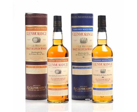 GLENMORANGIE BURGUNDY WOOD FINISH
Highland Single Malt Scotch Whisky. 70cl, 43% volume, in tube. 
GLENMORANGIE SHERRY WOOD FI