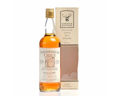 DALLAS DHU 1974 CONNOISSEURS CHOICE
Highland Single Malt Scotch Whisky. Proprietors: Benmore Distilleries Ltd. Specially sele