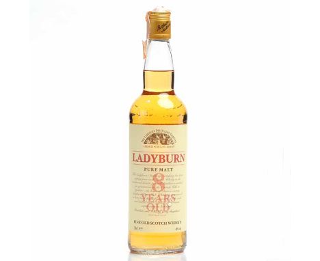 LADYBURN 8 YEARS OLD
Lowland Single Malt Scotch Whisky. 70cl, 40% volume.  CONDITION REPORT: Seal: good, paper seal is ripped