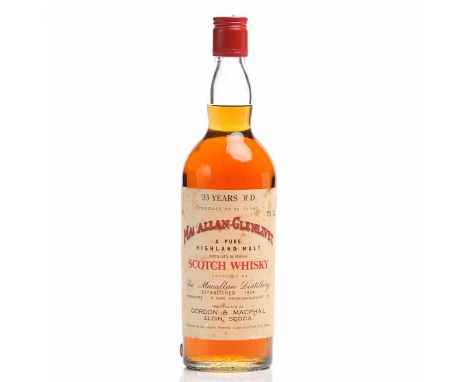 MACALLAN-GLENLIVET 33 YEARS OLD
Highland Single Malt Scotch Whisky. Proprietors: R. Kemp, Macallan-Glenlivet Ltd. Bottled by 
