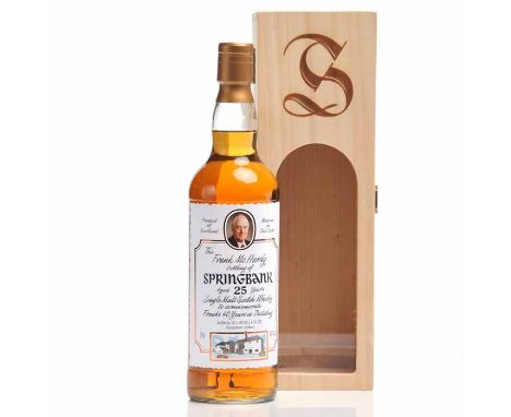 SPRINGBANK AGED 25 YEARS - FRANK McHARDY BOTTLING
Campbeltown Single Malt Scotch Whisky. Bottled to commemorate Frank McHardy