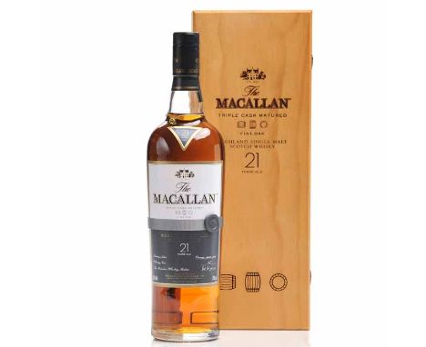 MACALLAN 21 YEAR OLD FINE OAK
Highland Single Malt Scotch Whisky. Triple Cask Matured. 700ml, 43% volume, in wooden box. COND