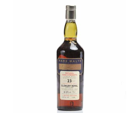 GLENURY ROYAL 23 YEAR OLD RARE MALTS 
Highland Single Malt Scotch Whisky. Distilled 1971. Limited Edition. Bottle no. 3101. 7