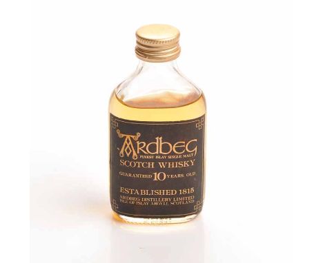 ARDBEG GUARANTEED 10 YEARS OLD MINIATURE
Islay Single Malt Scotch Whisky, old style bottling. No capacity or volume stated. 