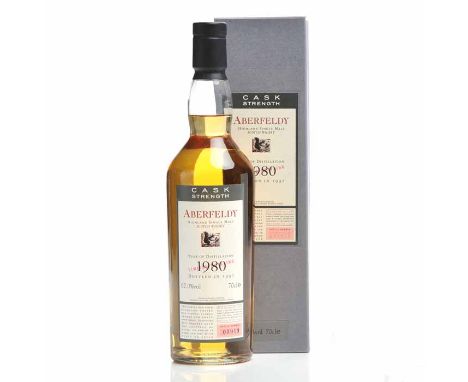 ABERFELDY 1980 FLORA & FAUNA CASK STRENGTH
Highland Single Malt Scotch Whisky. Distilled in 1980, bottled in 1997. Bottle No.
