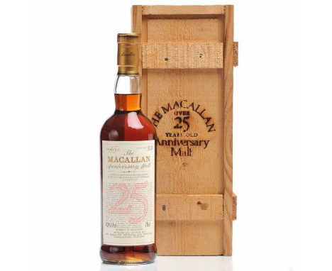 MACALLAN 25 YEARS OLD ANNIVERSARY MALT
Highland Single Malt Scotch Whisky. Distilled and bottled by The Macallan Distillers L