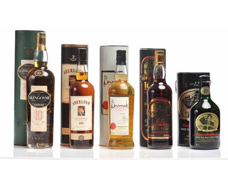 GLENGOYNE 10 YEARS OLD
Highland Single Malt Scotch Whisky. 1L, 43% volume, in tube. 
BENROMACH TRADITIONAL
Speyside Single Ma