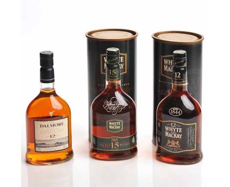 DALMORE AGED 12 YEARS
Highland Single Malt Scotch Whisky. 70cl, 40% volume, in carton. 
WHYTE & MACKAY AGED 12 YEARS
Blended 
