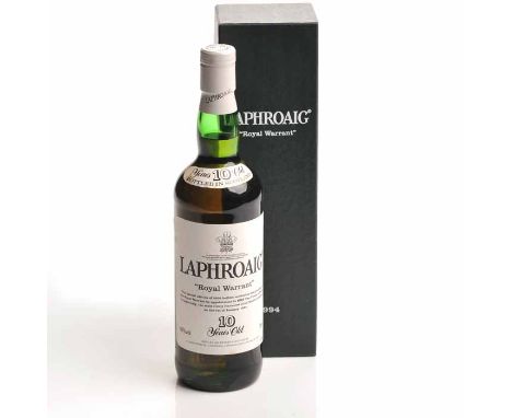 LAPHROAIG 1994 ROYAL WARRANT 
Islay Single Malt Scotch Whisky. Special edition of 2200 bottles, celebrating the granting of t