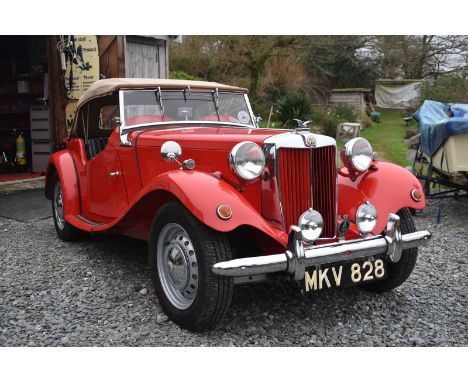 A 1953 MG TDRegistration numberMKV 828Chassis number TD/28408Engine number TD2/28446Red with black interiorV5C, buff log book