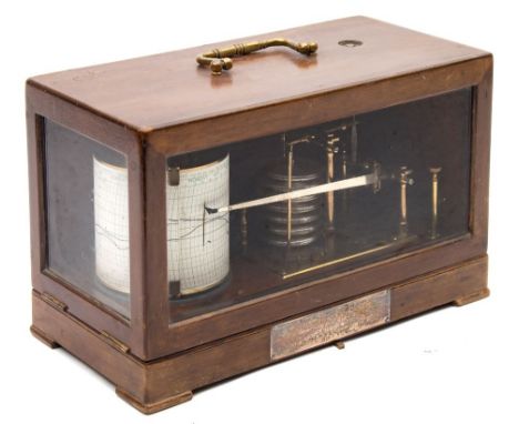 A mahogany cased barograph by Watson, Warden&amp; Co, London:, No 5292/45/55, the clockwork recorder and seven drum atmospher