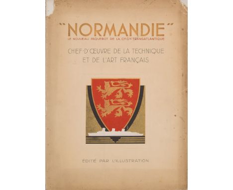 'SS Normandie' a souvenir launch publication edited by 'L'Illustration' June 1935:, containing  photographs, artists illustra