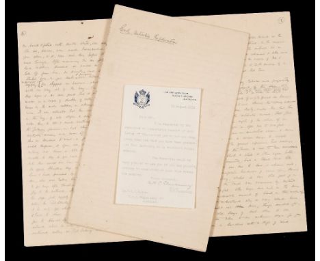 Manuscript lecture on Discovery Exhibition headed notepaper:, one entitled 'Early Antarctic Exploration', the other 'Particul