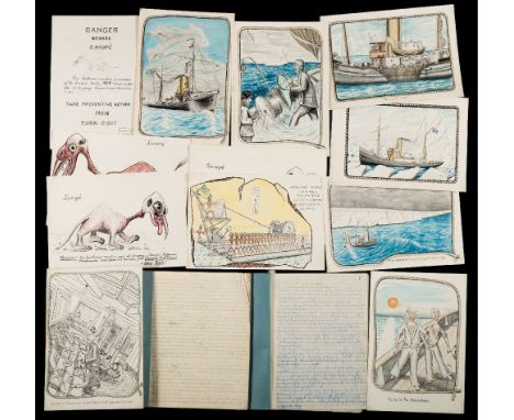 A handwritten manuscript biography of Francis Davies circa 1950:, detailing his early apprenticeship with the Royal Navy and 