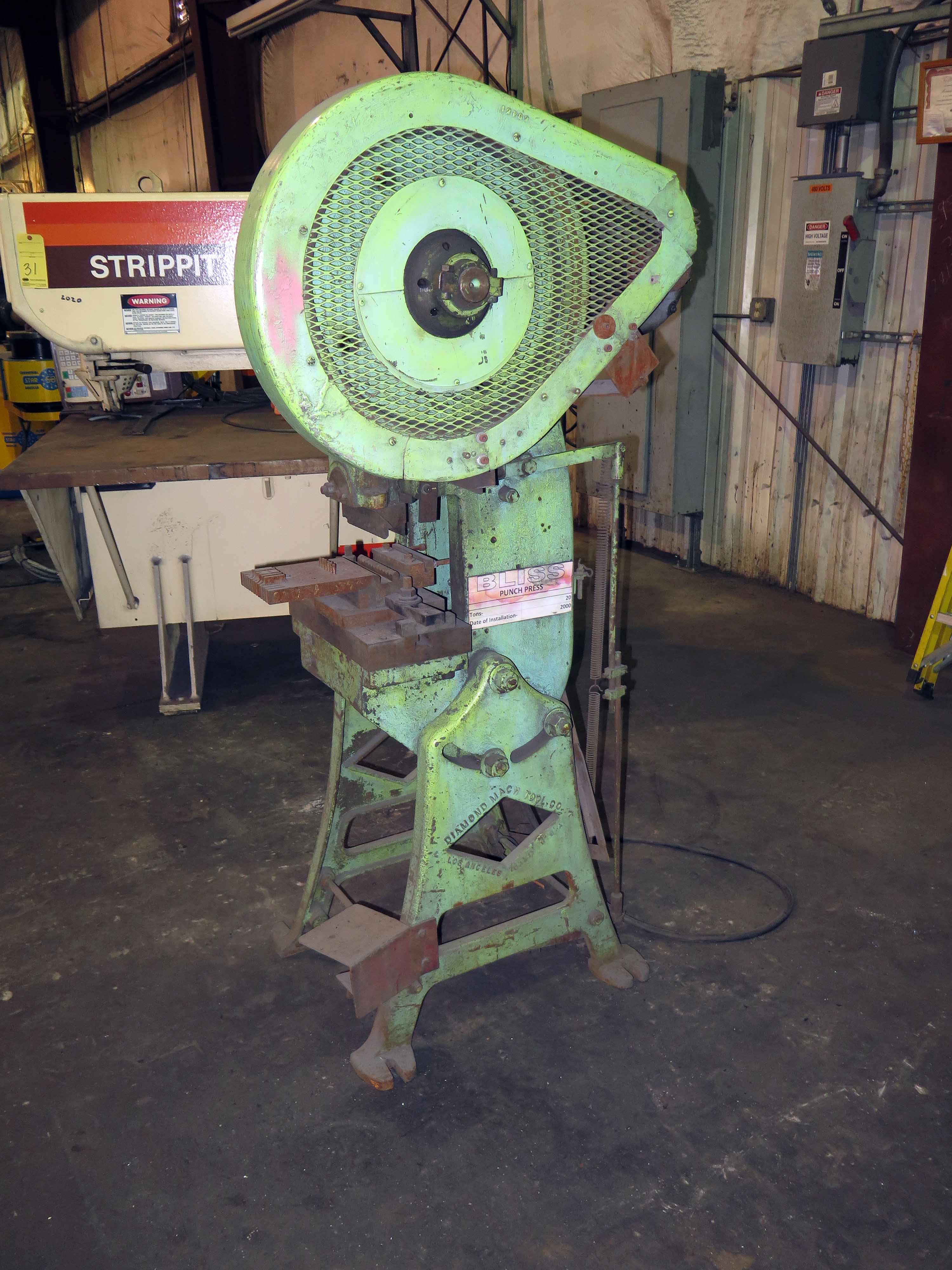 FLYWHEEL PUNCH PRESS, BLISS 20 T. CAP.