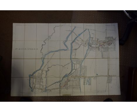 LARGE SCALE MAP: large scale folding map of Harmonsworth Parish, County Buckingham, hand coloured in outline, printed on pape