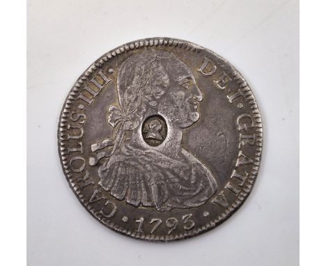 A George III emergency issue 1793 Dollar, S 3765A, portrait type (current for 4s 9d). Spanish American 8 Reales, oval counter