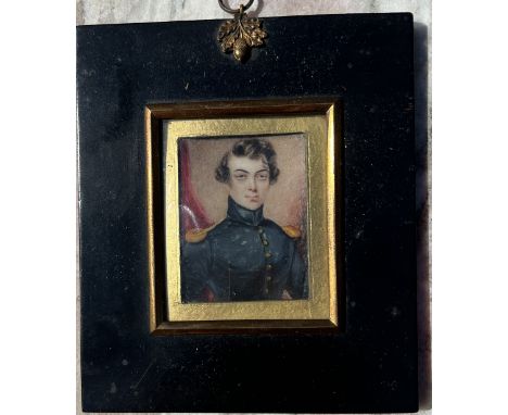 An 18th century miniature portrait of an officer&nbsp;