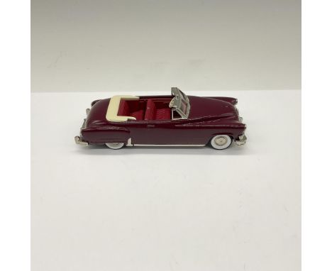 Convertible, maroon with maroon interior. Marked Brooklin Models. This item has its original box measuring 6.5"L x 3"W x 2.5"