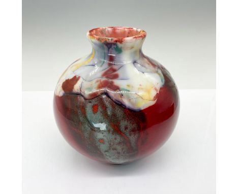 Gorgeous experimental glaze on top of a flambe base in multi- colored hues. Royal Doulton Archives and Chang backstamp. This 