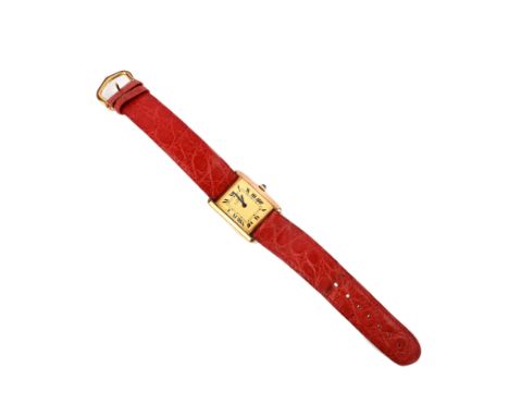 Cartier, a gilt silver lady's wristwatch, 'Must de Cartier Tank', the rectangular cream-coloured dial with Roman numeral indi