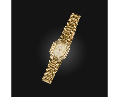 Rolex, a lady's 18ct gold, mother of pearl and diamond wristwatch, 'Cellini', circa 1992, the octagonal mothe rof pearl dial 