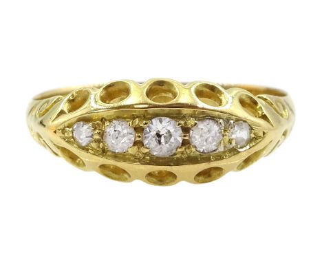 Edwardian 18ct gold five stone old cut diamond ring by Edward Durban &amp; Co, ChesterCondition Report:Approx 2.2gm, size K, 