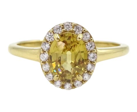 9ct gold oval yellow and white zircon cluster ring, hallmarked Condition Report:Approx 2.8gm, size R-S, overall head = 12mm, 