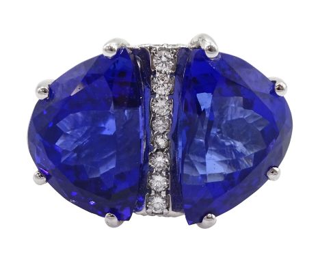 18ct white gold tanzanite and diamond dress ring, total tanzanite weight approx 16.65 caratCondition Report:Approx 10.45gm, s