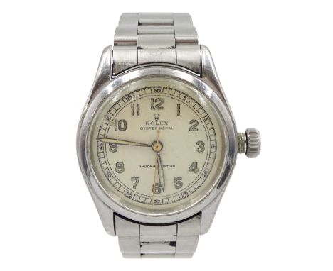Rolex Oyster Royal gentleman's stainless steel manual wind wristwatch, Ref. 6144, serial No. 941933, the back case engraved '