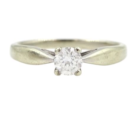 White gold single stone round brilliant cut diamond ring, hallmarked 9ct, diamond approx 0.30 caratCondition Report:Approx 2.