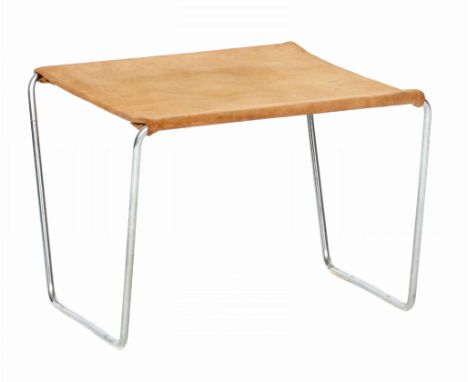  Verner Panton (1926-1998) for Fritz Hansen, a Batchelor stool,   model 6303, designed 1955, suede and stainless steel, label