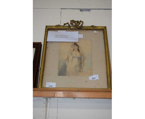 British School, circa 19th century, Portrait of a young lady in a white dress, pencil and watercolour on partly laid card, be