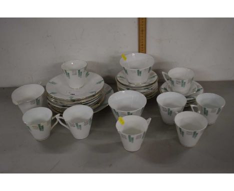 Group of Art Deco china including cups and saucers, side plates, serving bowl etc