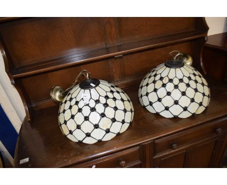Pair of reproduction Tiffany style ceiling light fittings