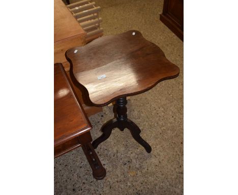 Victorian rosewood wine table with shaped top, turned column and tripod base