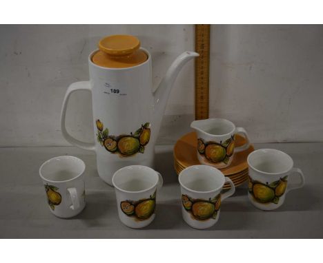 Meakin Studio coffee pot, milk jug and four cups and saucers