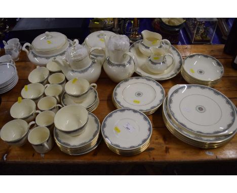 Quantity of dinner and tea wares by Royal Doulton in the Albany pattern comprising two tureens and covers, various dinner pla