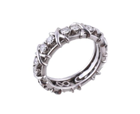 A platinum diamond eternity ring by Schlumberger Studios for Tiffany &amp; Co., the duos of brilliant cut diamonds, approxima