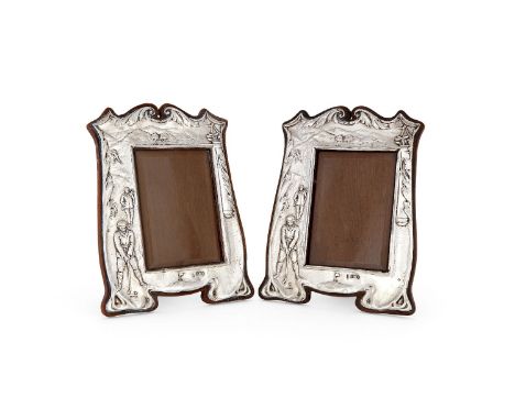 [Golfing interest] A pair of Edwardian silver photograph frames by Charles S. Green &amp; Co., Birmingham 1905, 0281 B. Stree